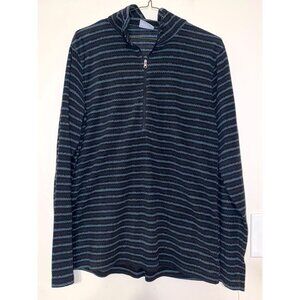 Women's Columbia Blue Gray Stripe 1/4 Zip Pullover Sweatshirt Size Large